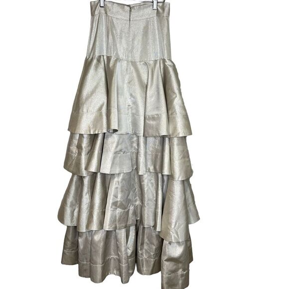 Keepsake Skirt Womens XS Silver Metallic Tiered Ruffle Maxi Formal Evening Party - Picture 8 of 10
